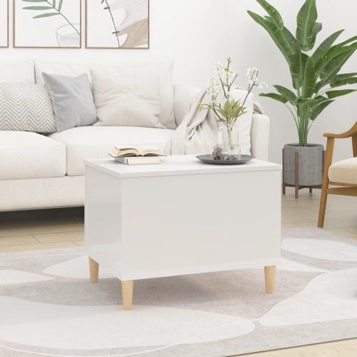 Table basse Blanc brillant 60x44,5x45 cm Bois d'ingénierie - Photo n°3; ?>