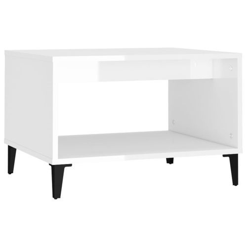 Table basse Blanc brillant 60x50x40 cm Bois d'ingénierie - Photo n°2; ?>