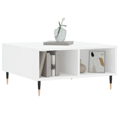 Table basse blanc brillant 60x60x30 cm bois d'ingénierie - Photo n°3; ?>