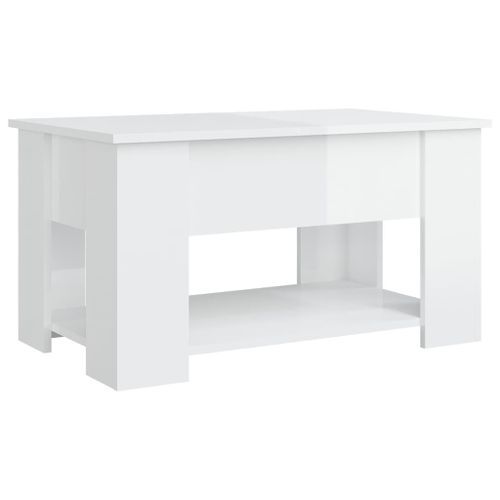 Table basse Blanc brillant 79x49x41 cm Bois d'ingénierie - Photo n°3; ?>