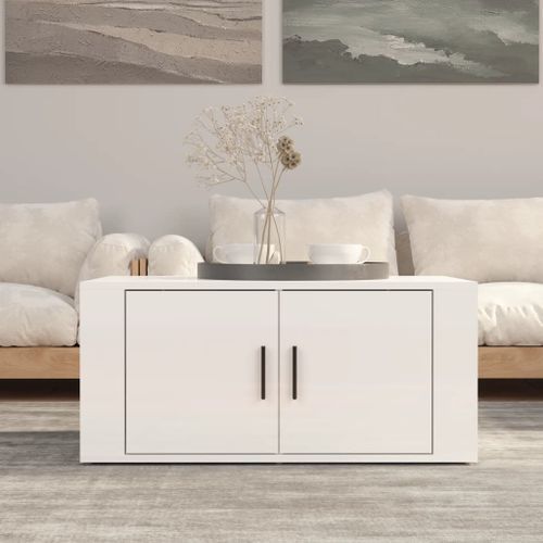 Table basse Blanc brillant 80x50x36 cm Bois d'ingénierie - Photo n°2; ?>