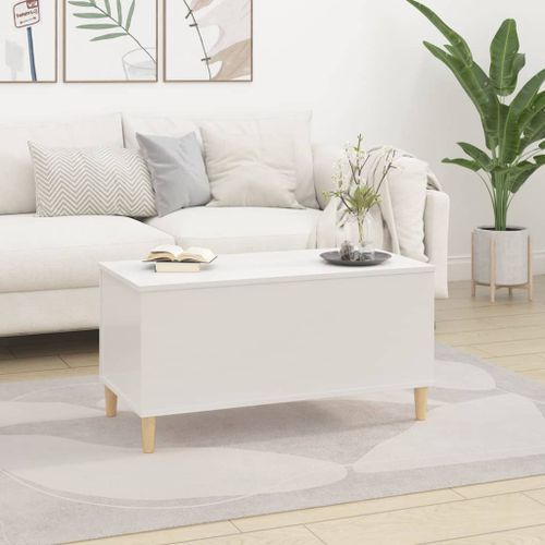 Table basse Blanc brillant 90x44,5x45 cm Bois d'ingénierie - Photo n°3; ?>