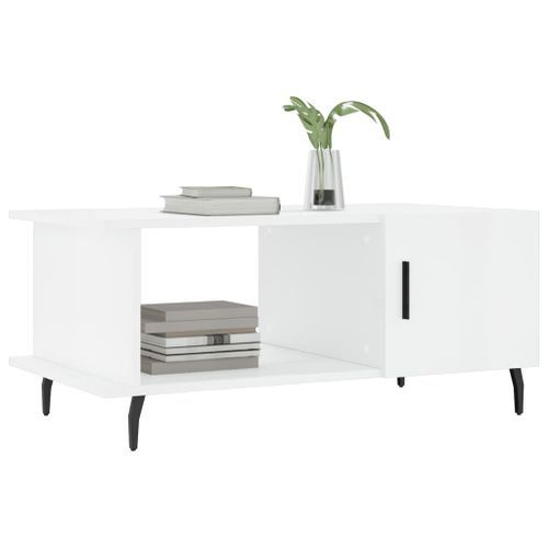 Table basse Blanc brillant 90x50x40 cm Bois d'ingénierie - Photo n°3; ?>