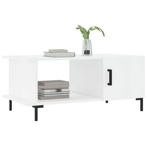 Table basse Blanc brillant 90x50x40 cm Bois d'ingénierie - Photo n°3; ?>