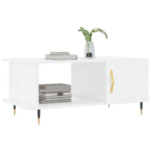 Table basse Blanc brillant 90x50x40 cm Bois d'ingénierie - Photo n°3; ?>