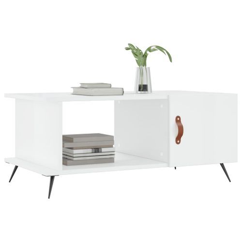 Table basse Blanc brillant 90x50x40 cm Bois d'ingénierie - Photo n°3; ?>