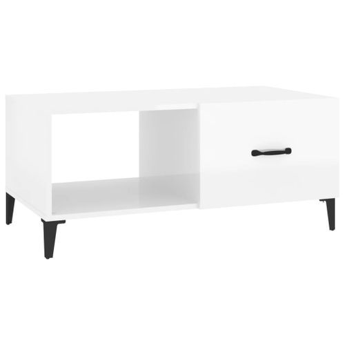 Table basse Blanc brillant 90x50x40 cm Bois d'ingénierie - Photo n°2; ?>