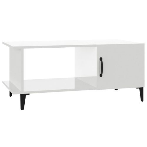 Table basse Blanc brillant 90x50x40 cm Bois d'ingénierie - Photo n°2; ?>