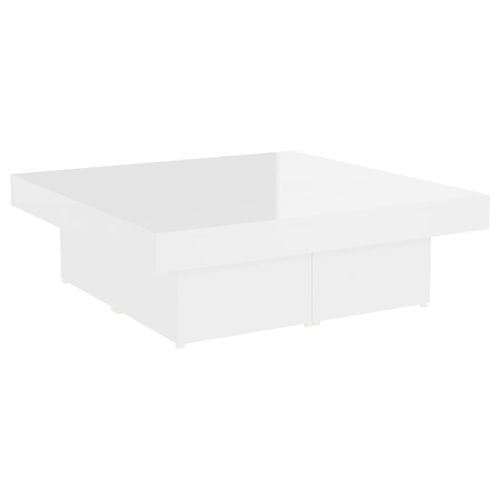 Table basse Blanc brillant 90x90x28 cm - Photo n°3; ?>
