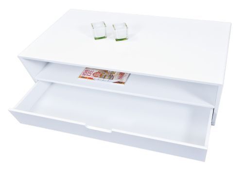 Table basse blanc brillant avec tiroir Bonk - Photo n°2; ?>