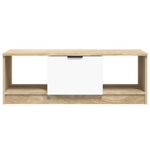 Table basse Blanc et chêne sonoma 102x50x36cm Bois d'ingénierie - Photo n°3; ?>