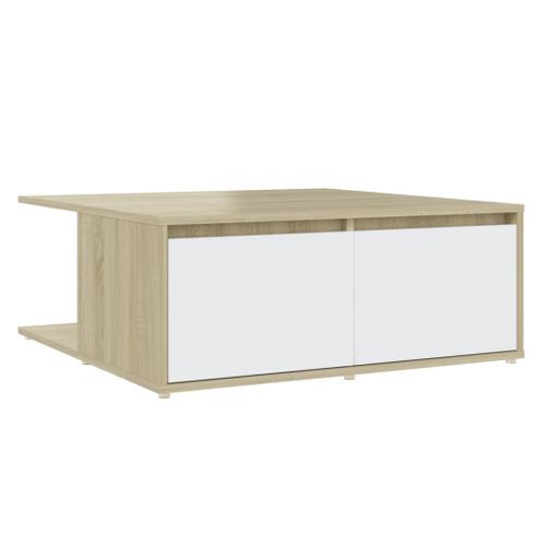 Table basse Blanc et chêne sonoma 80x80x31 cm - Photo n°3; ?>