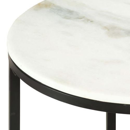 Table basse Blanc et noir Ø65 cm Marbre solide véritable - Photo n°3; ?>