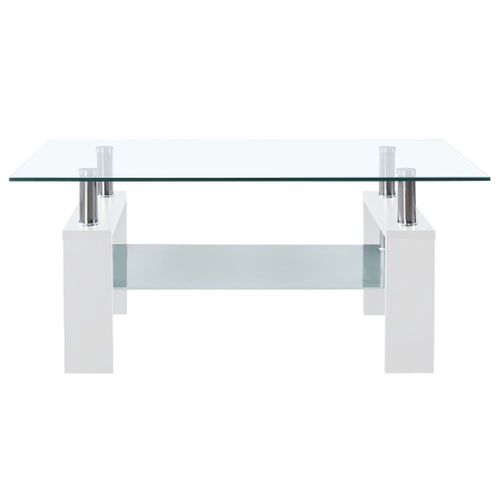 Table basse Blanc et transparent 95x55x40 cm Verre trempé - Photo n°2; ?>