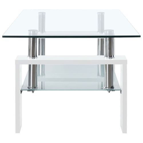 Table basse Blanc et transparent 95x55x40 cm Verre trempé - Photo n°3; ?>