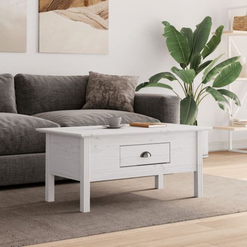 Table basse BODO blanc 100x55x45 cm bois de pin massif - Photo n°2; ?>