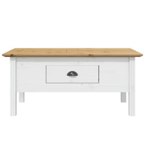 Table basse BODO blanc et marron 100x55x45cm bois de pin massif - Photo n°3; ?>