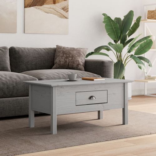 Table basse BODO gris 100x55x45 cm bois de pin massif - Photo n°2; ?>