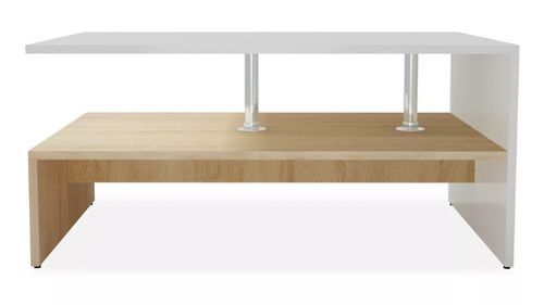 Table basse bois chêne clair et blanc Chickie L 90 x H 42 x P 59 cm - Photo n°2; ?>