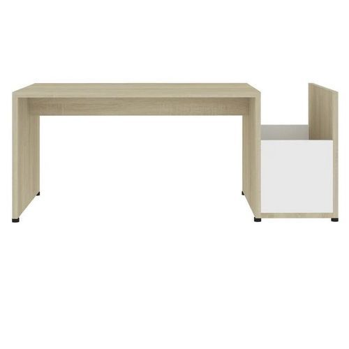 Table basse bois chêne sonoma et blanc Tessia 90 cm - Photo n°2; ?>