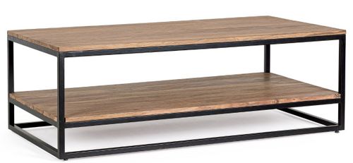 Table basse bois clair de Sheesham et acier noir Klazik 118 cm - Photo n°2; ?>