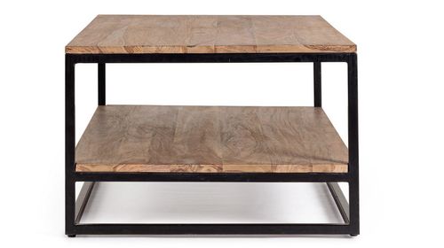 Table basse bois clair de Sheesham et acier noir Klazik 118 cm - Photo n°3; ?>