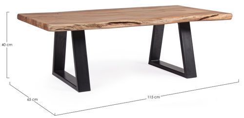 Table basse bois d'acacia et pieds acier noir Amaly 115 cm - Photo n°3; ?>