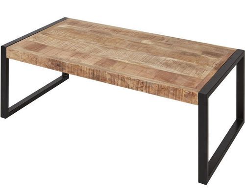 Table basse bois de manguier et acier noir Bela 120 cm - Photo n°2; ?>