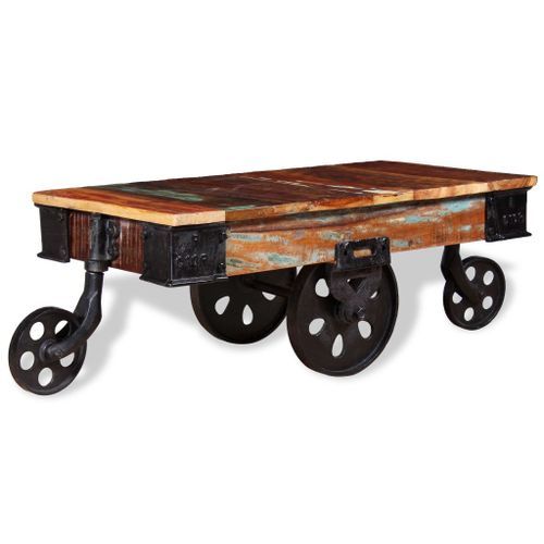 Table basse Bois de récupération 90 x 45 x 35 cm - Photo n°3; ?>