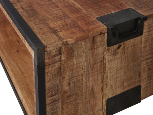 Table basse bois manguier marron et pieds métal noir Engal 125 cm - Photo n°3; ?>