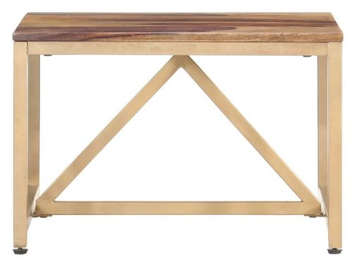 Table basse bois massif clair et pieds métal doré Antem 60 cm - Photo n°2; ?>