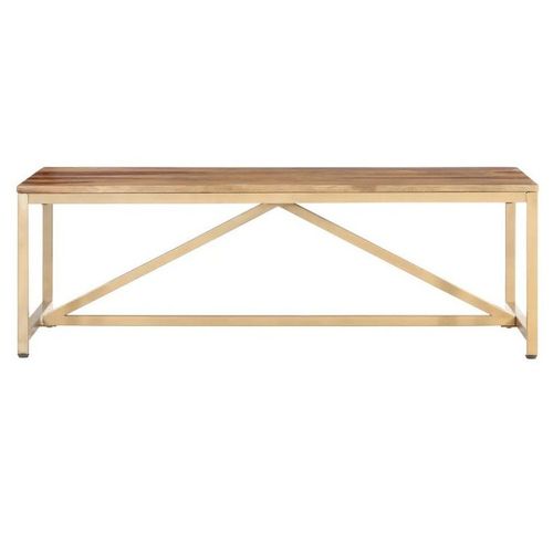 Table basse bois massif clair et pieds métal laiton Silou - Photo n°2; ?>