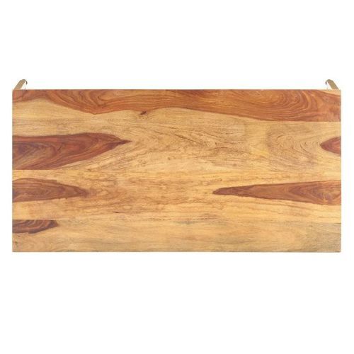 Table basse bois massif clair et pieds métal laiton Silou - Photo n°3; ?>