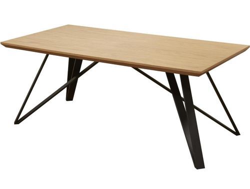 Table basse bois massif clair et pieds métal noir Moritz 120 cm - Photo n°2; ?>