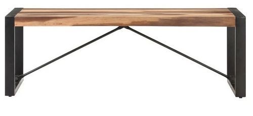 Table basse bois massif foncé et pieds métal noir Tesun 120 cm - Photo n°2; ?>