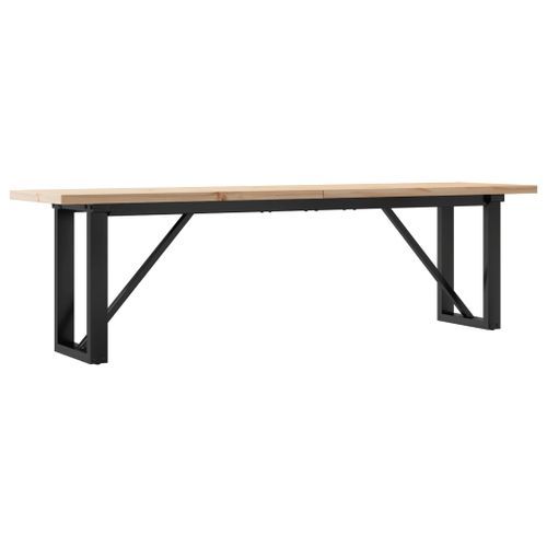 Table basse cadre en O 160x40x45,5 cm bois de pin massif fonte - Photo n°2; ?>