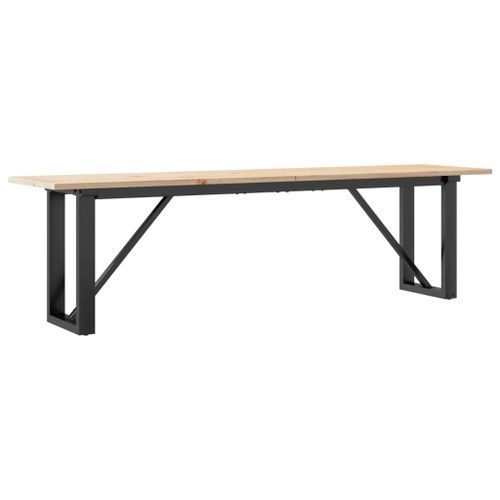 Table basse cadre en O 160x40x45 cm bois de pin massif et fonte - Photo n°2; ?>