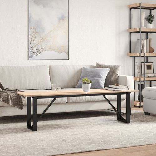 Table basse cadre en O 160x40x45 cm bois de pin massif et fonte - Photo n°3; ?>