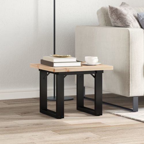 Table basse cadre en O 40x40x35,5cm bois de pin massif et fonte - Photo n°3; ?>