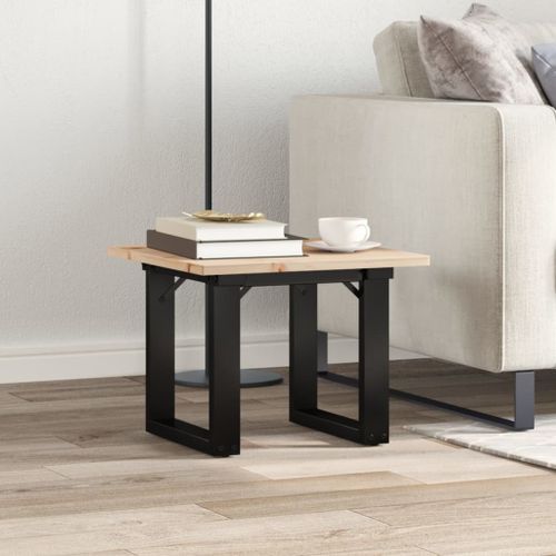 Table basse cadre en O 50x50x35 cm bois de pin massif et fonte - Photo n°3; ?>