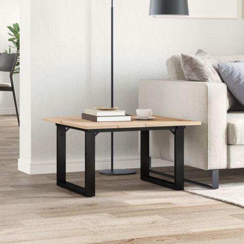 Table basse cadre en O 70x70x40 cm bois de pin massif et fonte - Photo n°3; ?>