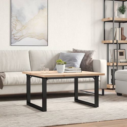 Table basse cadre en O 90x90x45,5cm bois de pin massif et fonte - Photo n°3; ?>