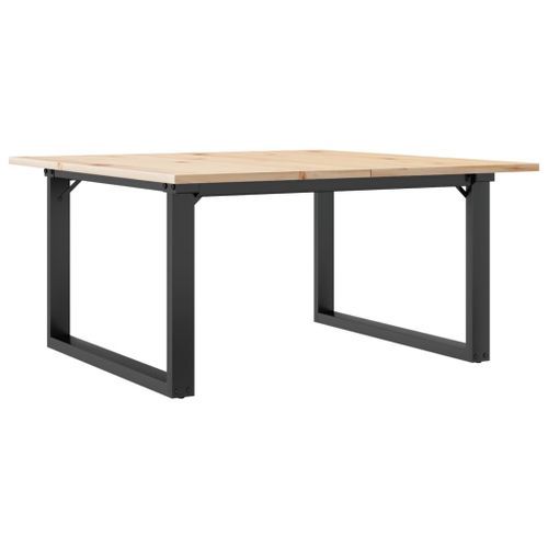 Table basse cadre en O 90x90x45 cm bois de pin massif et fonte - Photo n°2; ?>