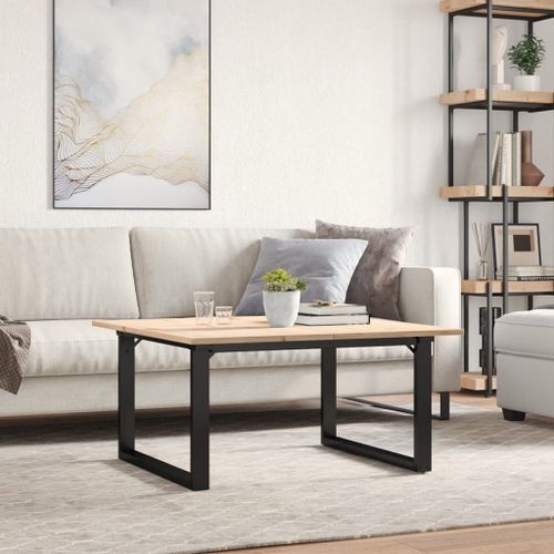 Table basse cadre en O 90x90x45 cm bois de pin massif et fonte - Photo n°3; ?>