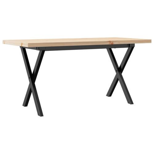 Table basse cadre en X 100x50x45,5 cm bois de pin massif fonte - Photo n°2; ?>