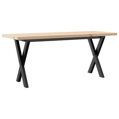 Table basse cadre en X 110x40x45,5 cm bois de pin massif fonte - Photo n°2; ?>