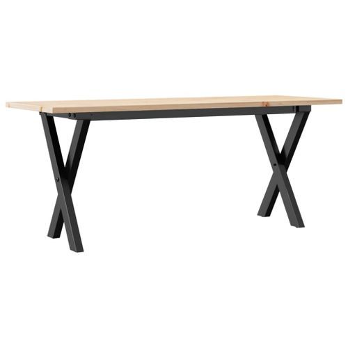 Table basse cadre en X 110x40x45 cm bois de pin massif et fonte - Photo n°2; ?>