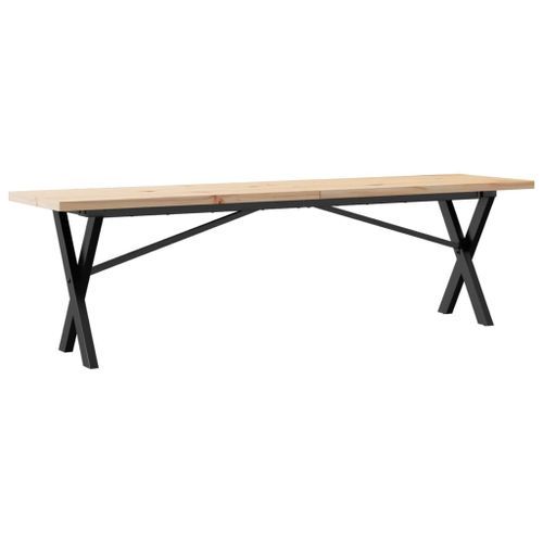 Table basse cadre en X 160x40x45,5 cm bois de pin massif fonte - Photo n°2; ?>