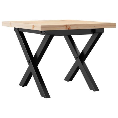 Table basse cadre en X 40x40x35,5cm bois de pin massif et fonte - Photo n°2; ?>