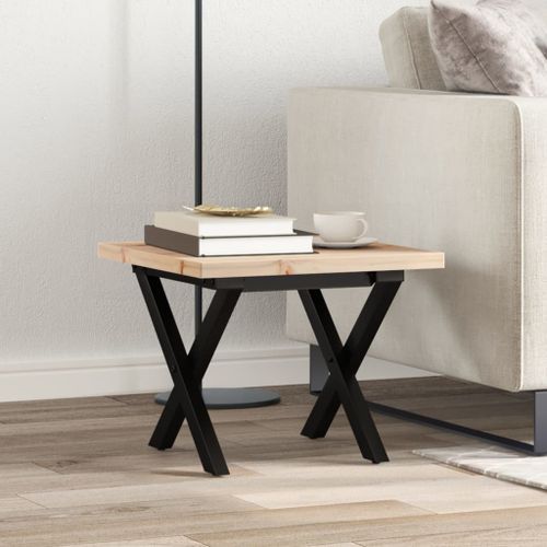 Table basse cadre en X 40x40x35,5cm bois de pin massif et fonte - Photo n°3; ?>